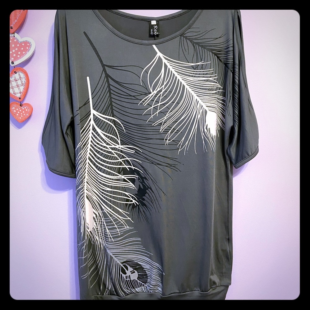 Women’s Blouse with Feather Decor